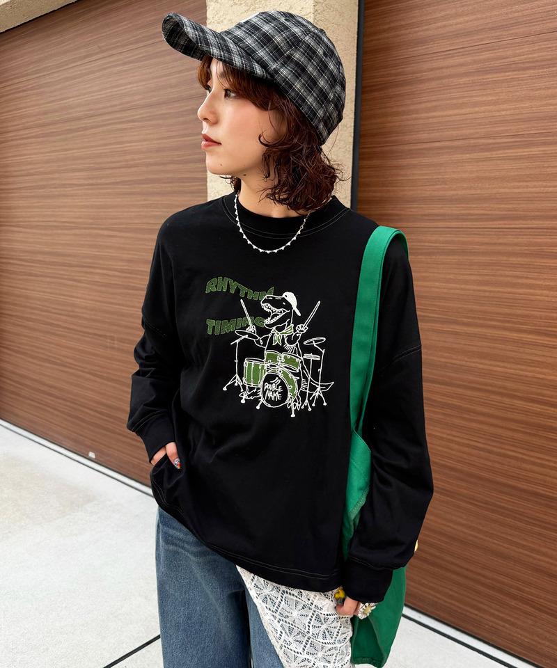 バンドを組みたい恐竜刺しゅうロンTEE｜DOUBLE NAME ダブルネーム 商品
