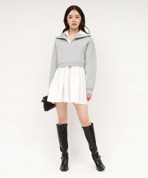 ハーフZIPレイヤードシャツミニワンピース｜ROYAL PARTY ロイヤル