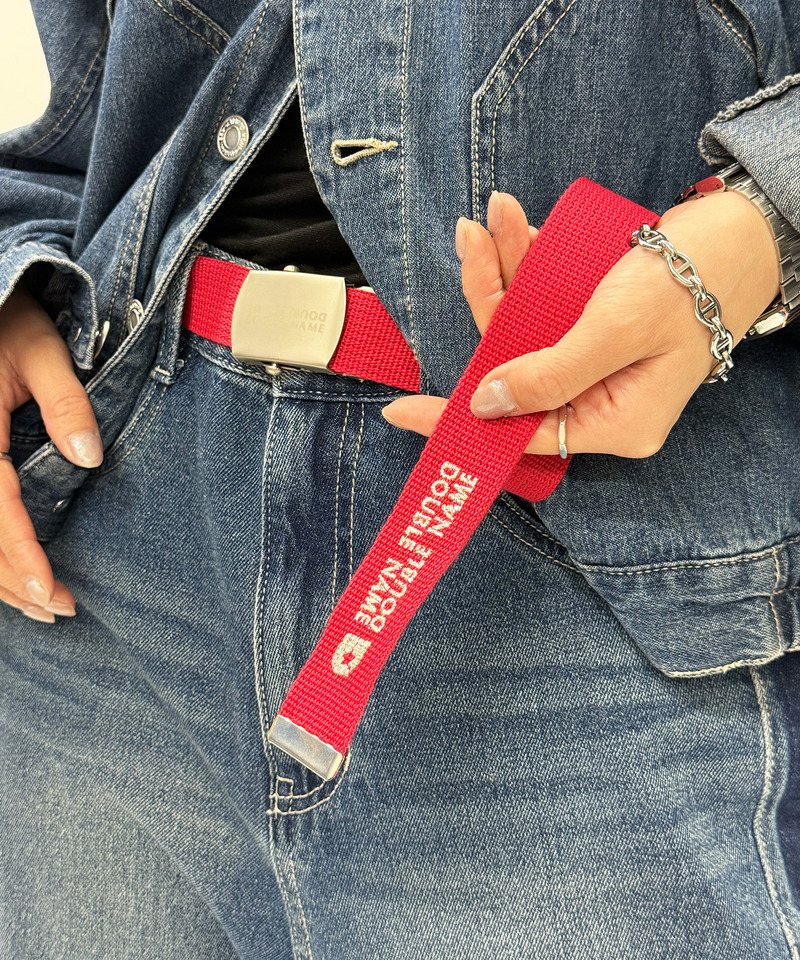 マットバックルロゴ刺しゅうガチャベルト｜DOUBLE NAME ダブルネーム