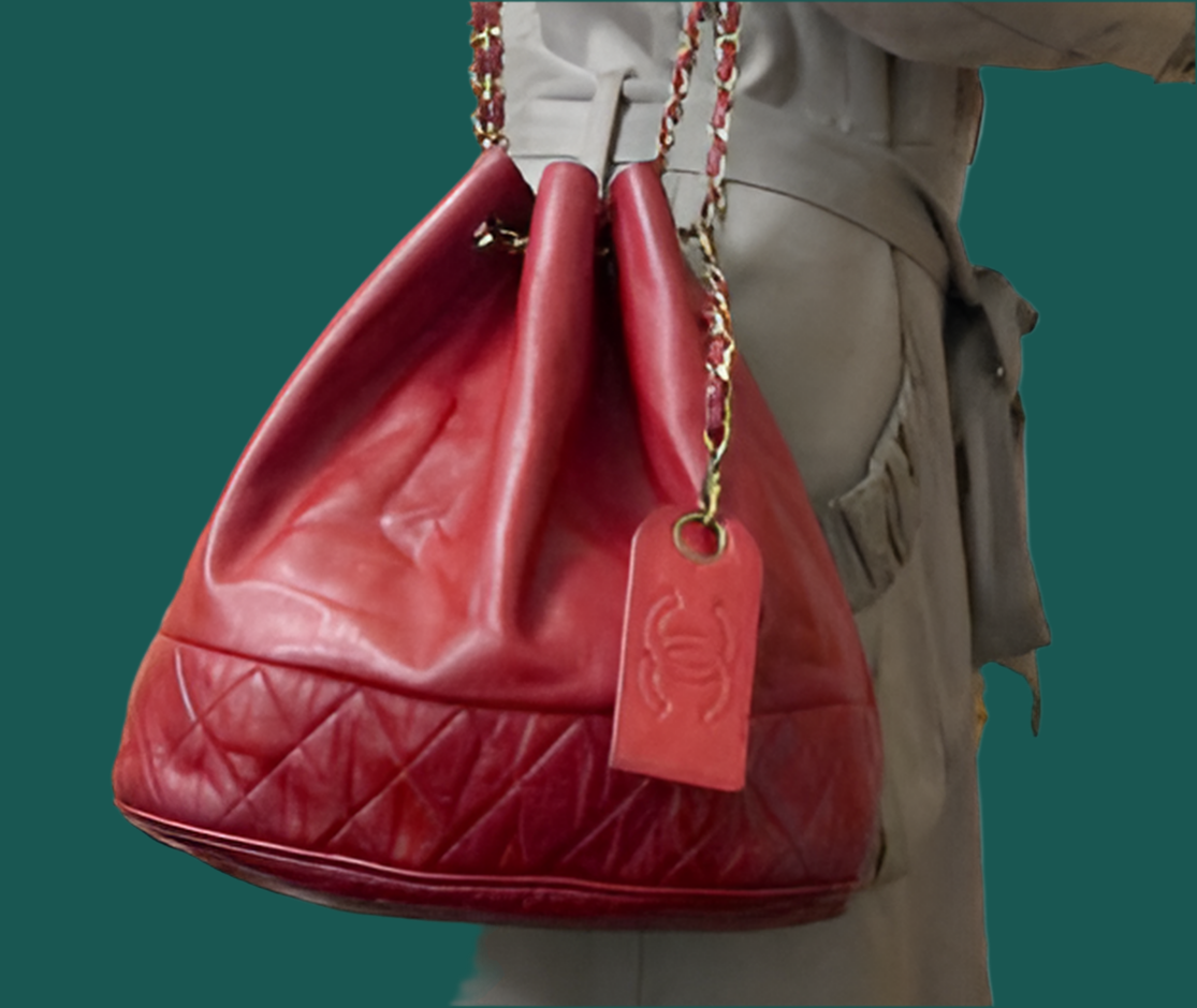 OLD CHANEL マトラッセ巾着Wチェーンショルダー（赤） – Vintage Shop