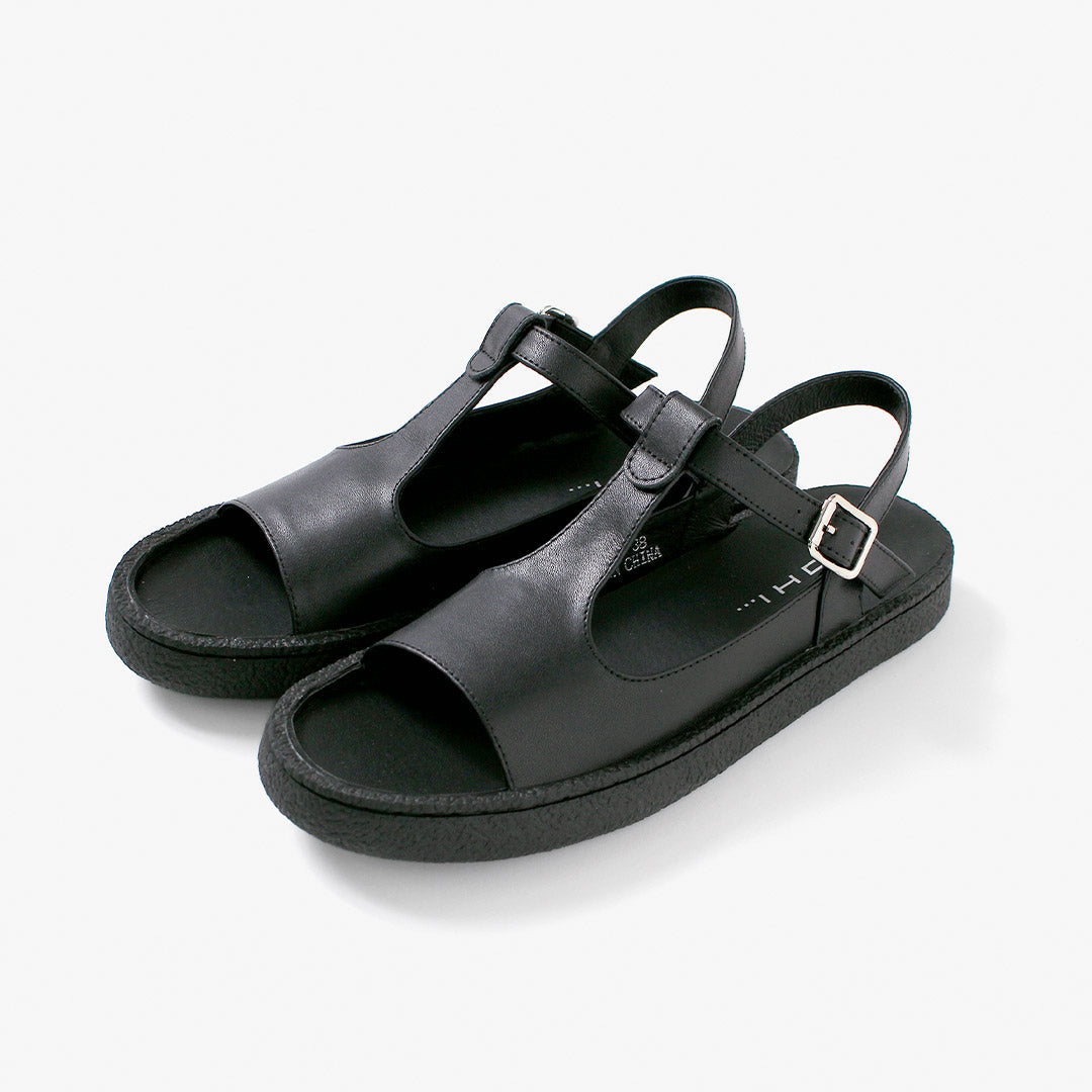 MOHI（モヒ） Tストラップ レザーサンダル / レディース フラット 本革