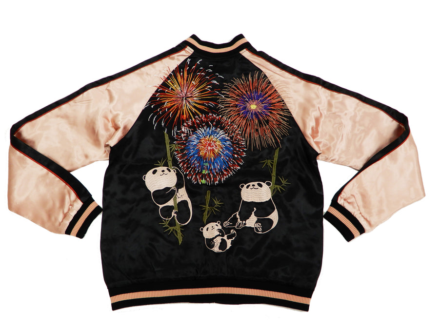Japanesque Men's Japanese Souvenir Jacket Panda and Fireworks