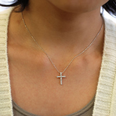 選べるダイヤモンド ダイヤモンドミル打ちクロスペンダントトップ