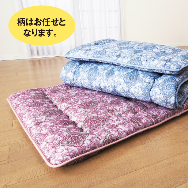 柄任せ抗菌防臭防ダニ加工バランス固わた入り国産敷き布団シングル2色