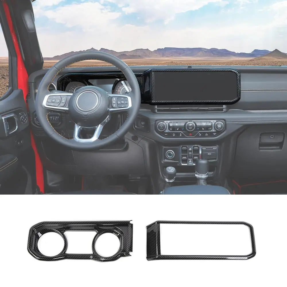 RT-TCZ 2x Dashboard Trim+Navigation Panel Cover Kit For Jeep