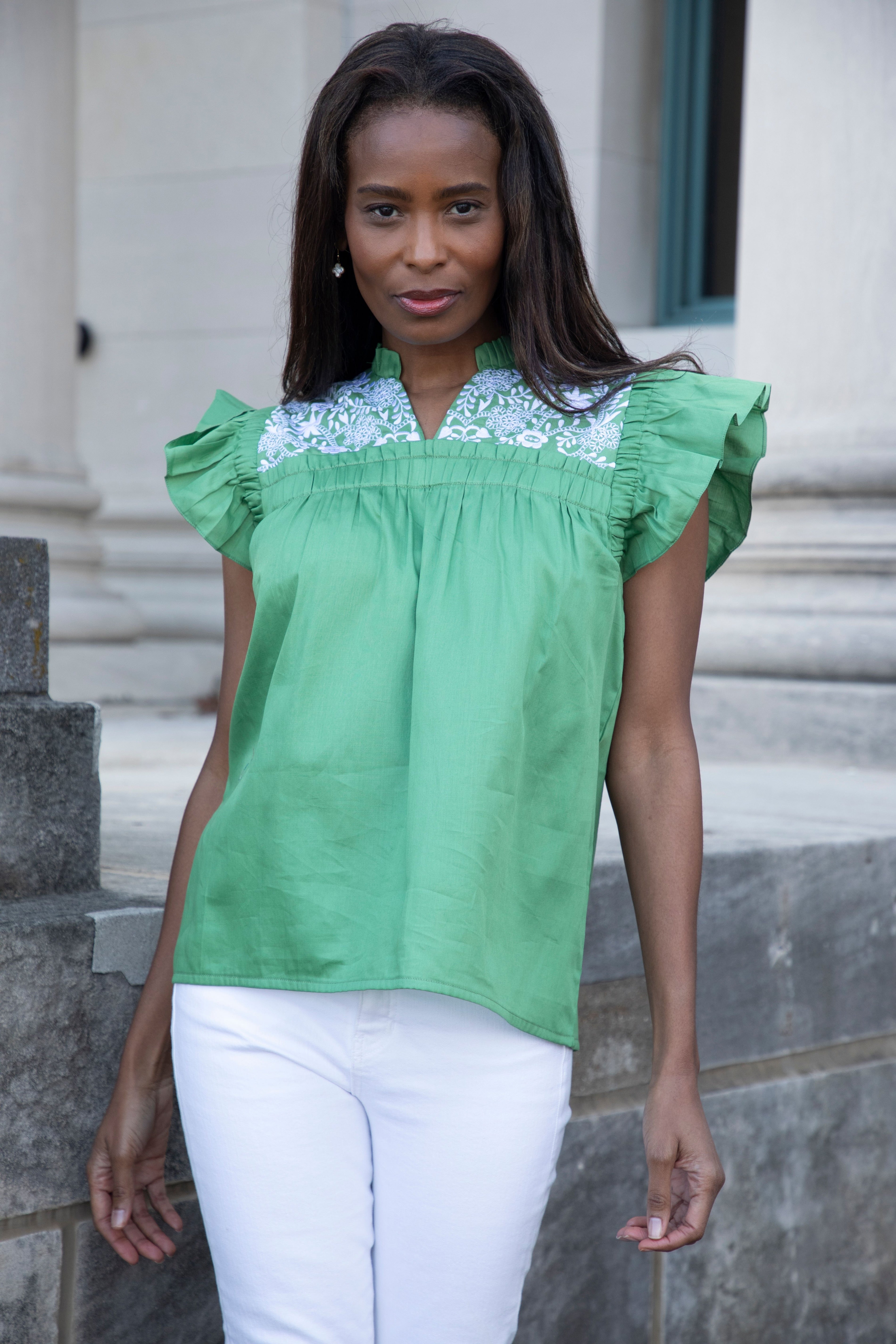 Talia Embroidered Cotton Blouse – Rungolee Store