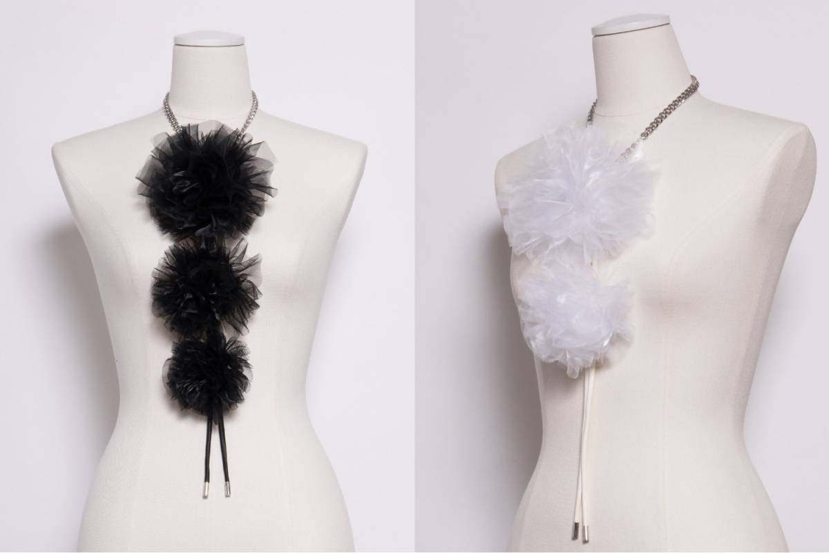 ノワール ケイ ニノミヤの透け感ふんわりフラワーハーネス、チュール