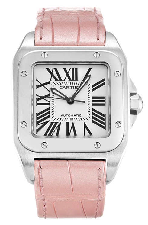 W20126X8 - Medium Ladies Santos 100 - Pink Leather Watch