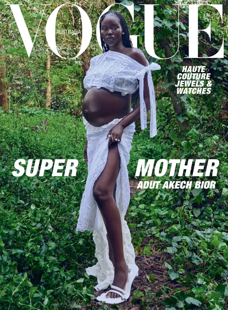 A Pregnant Adut Akech Fronts the Cover of Vogue Australia for