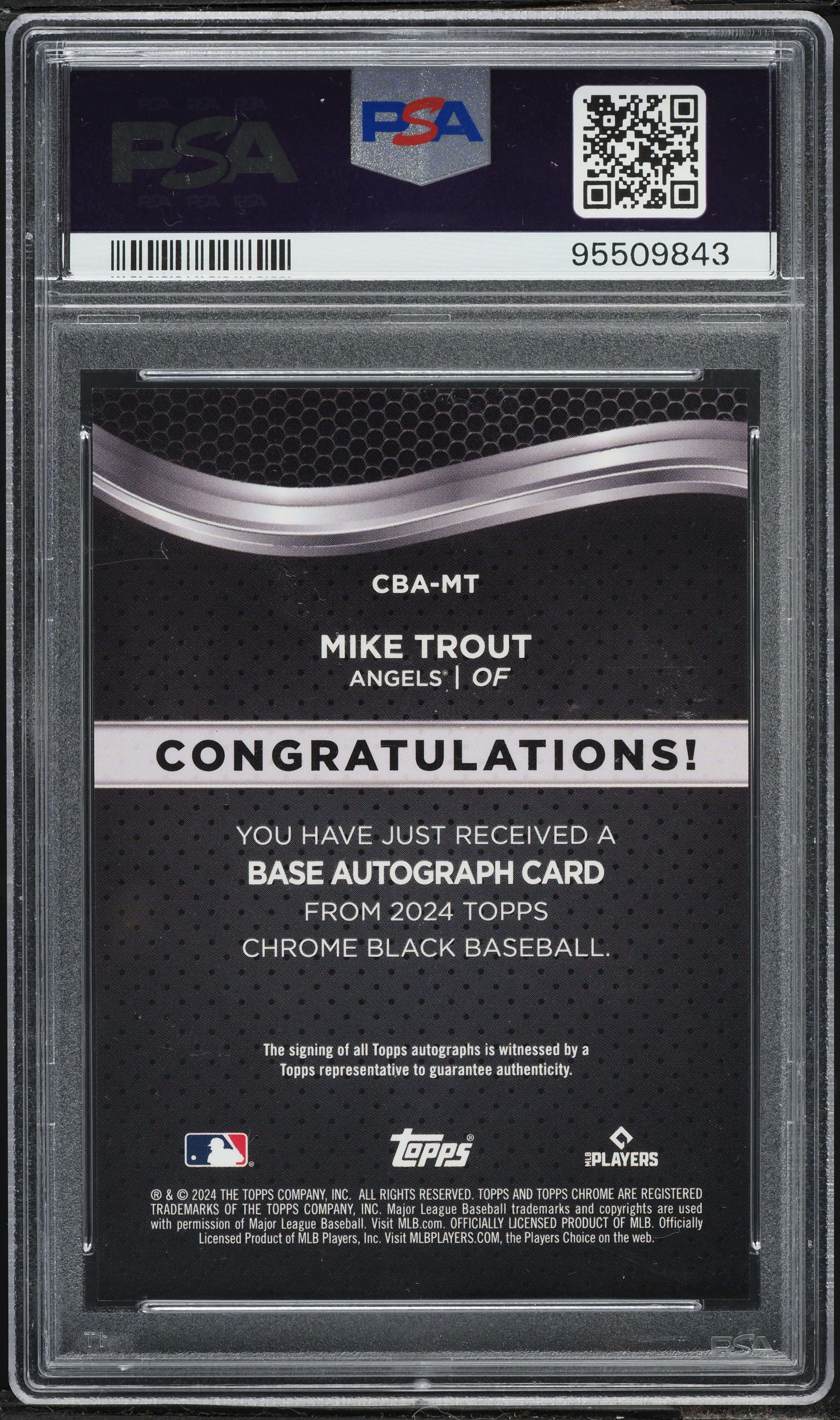 2024 Topps Chrome Black Orange Refractor Mike Trout AUTO /25 #MT