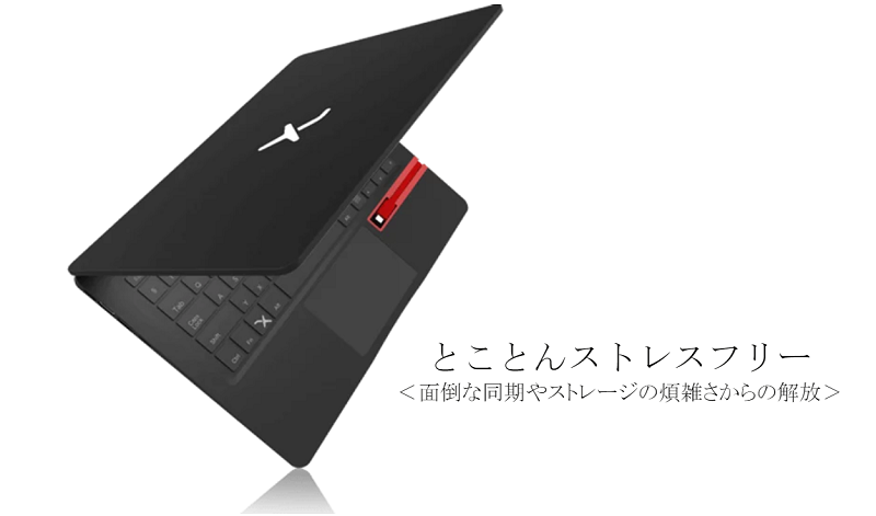 ノートパソコン型のスマートフォンアクセサリー Mirabook