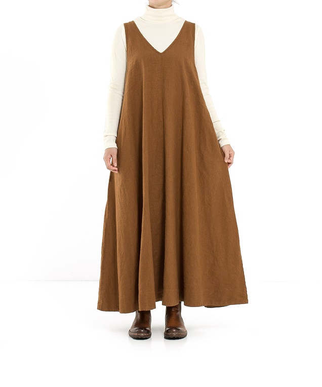 極美品✨️ネストローブ リネン100%ギャザー長袖シャツ F 茶色 貝ボタン ウィメンズ オーバーサイズ 100%リネン アイコンシャツ | ウィメンズ