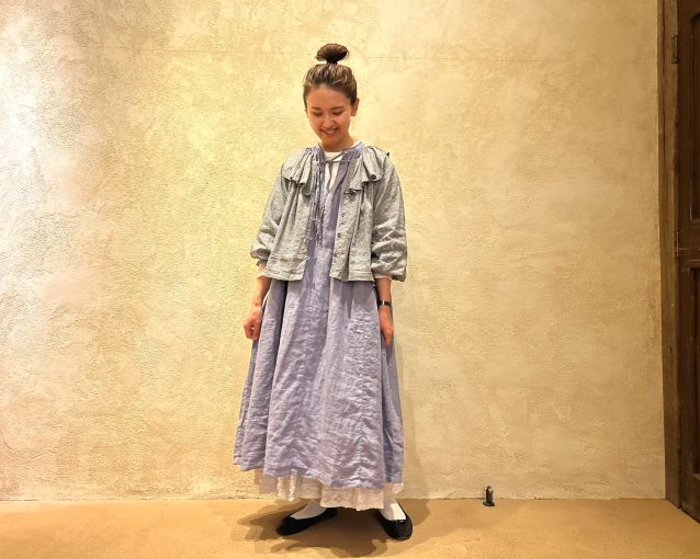 ネストローブ upcyclelino 高崎店限定ラッフルカラーブラウス ネスト