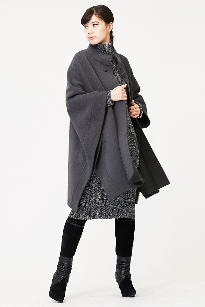 ピーチハイテンション ケープコートスタイル ・グレー