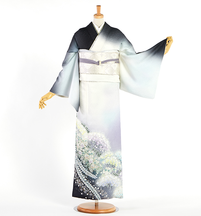 御誂本仕立／辻が花 正絹 袋帯 織り 青 紫 金糸 銀糸 花柄 着物 和装