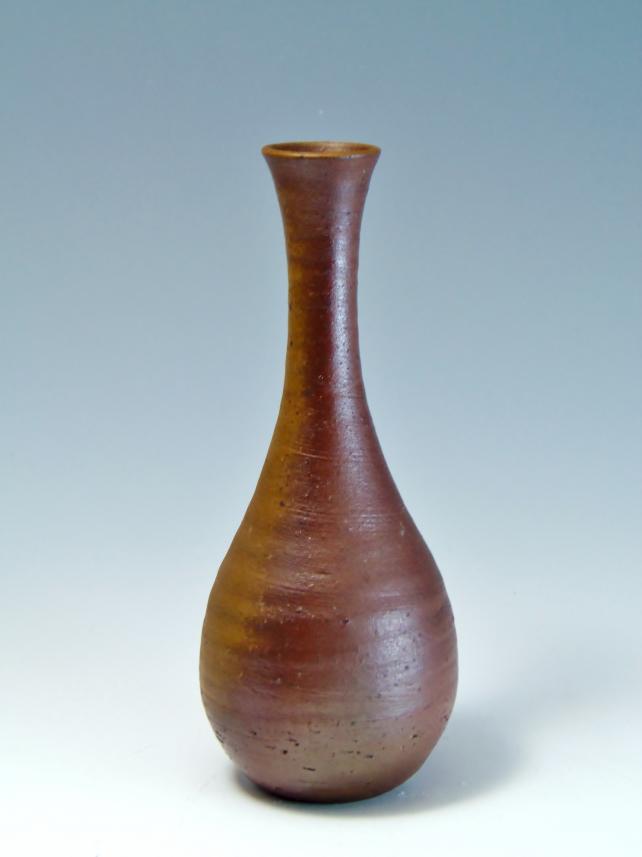 城南骨董-備前焼 鶴首花瓶 七十七代 金重利陶苑 陶弘 330