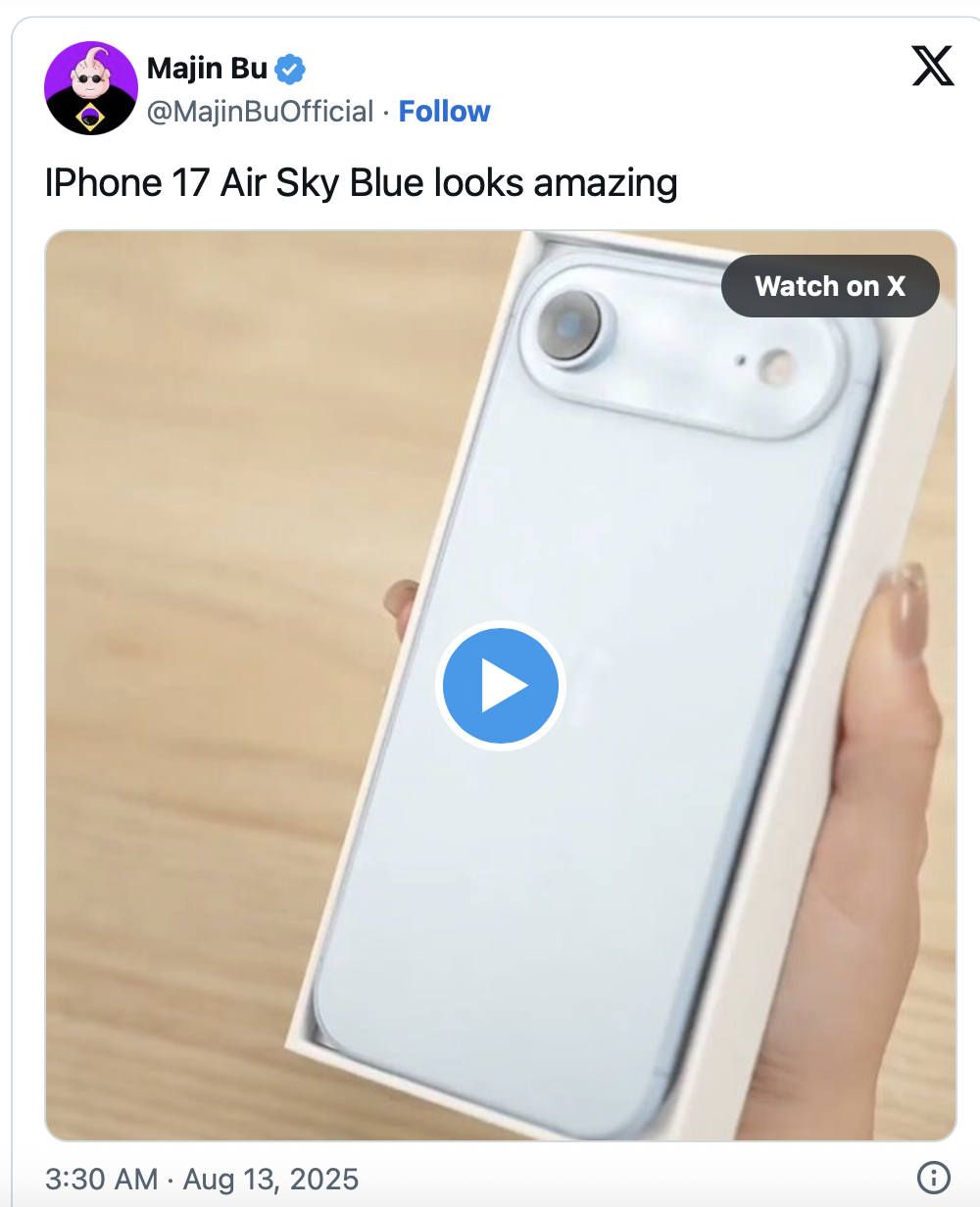 iPhone17Air スカイブルーの美しいダミー登場 | 家電BOX /カデン