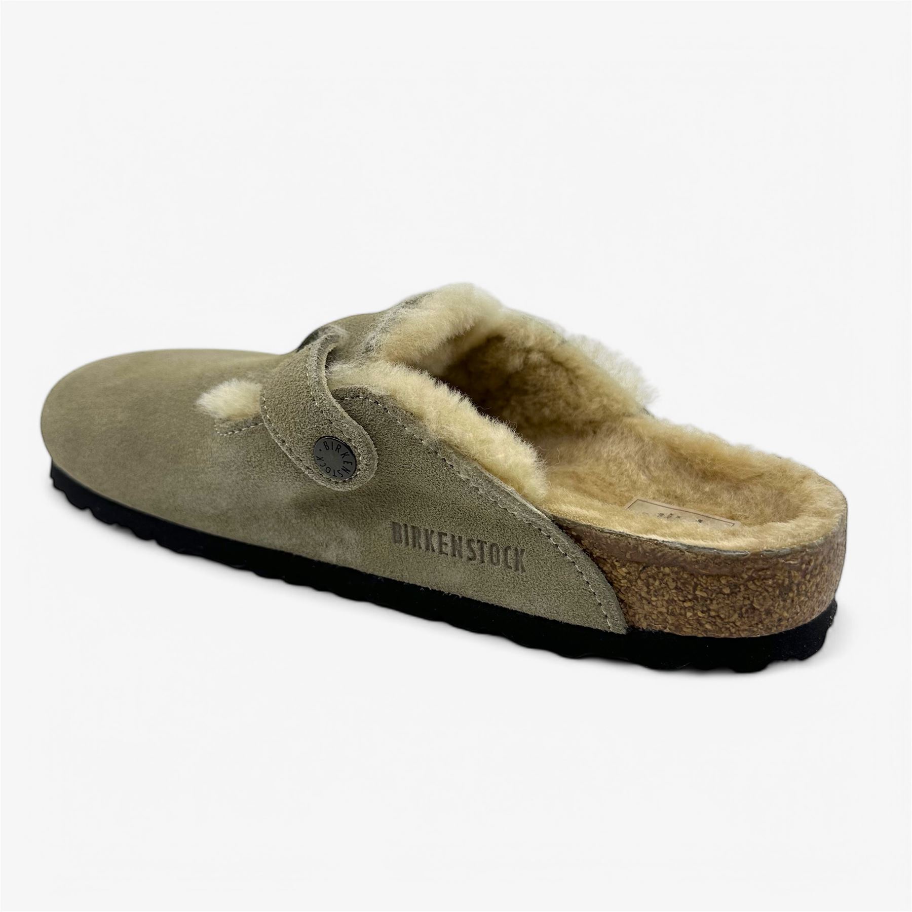 Birkenstock Boston VL Shearling Taupe Womens Narrow Soft Footbed
