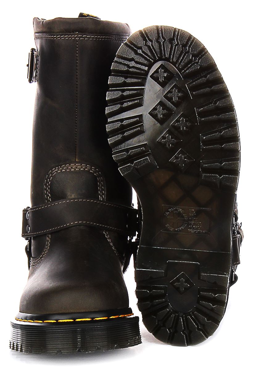 Dr Martens Anistone Hi Tall Pull On Biker Womens Boot In Brown US