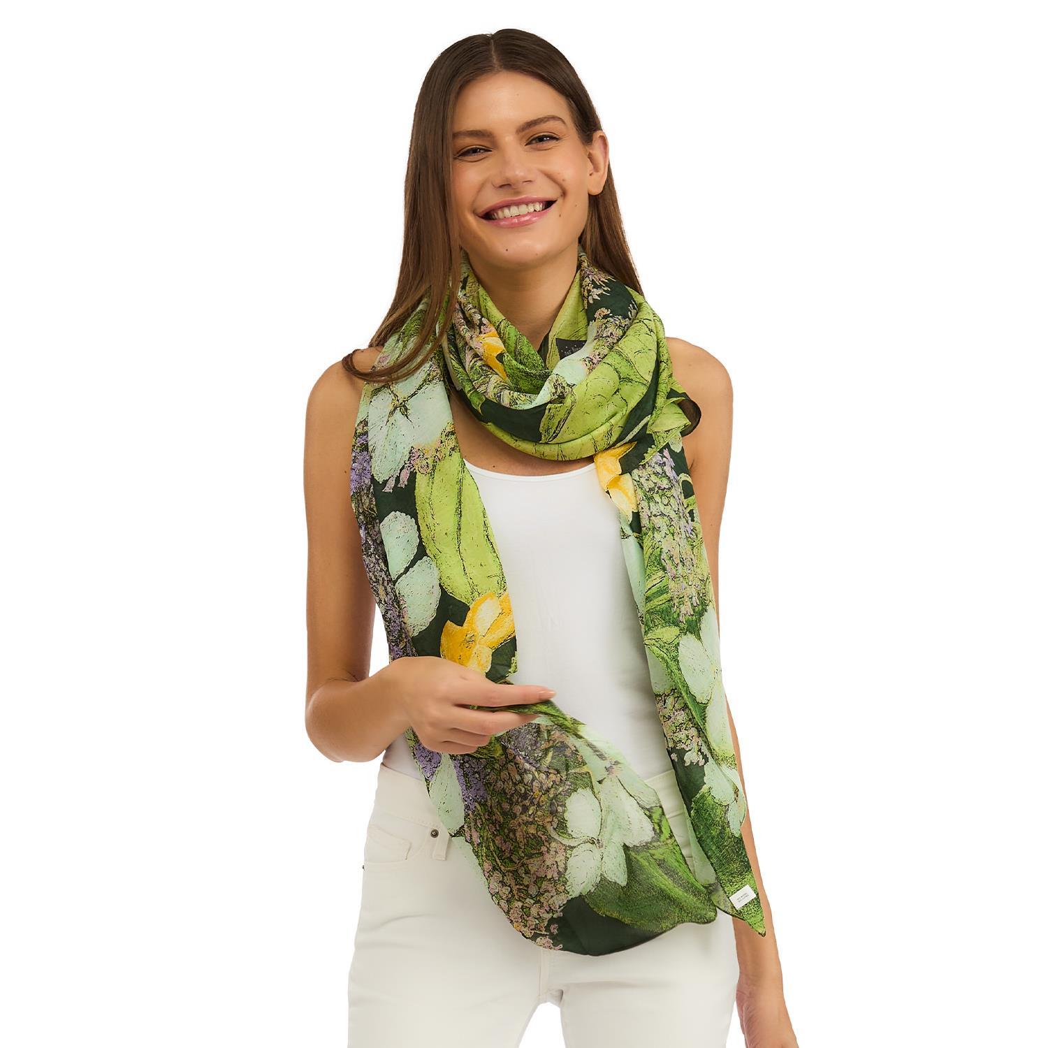 Hydrangea Print Lime Scarf