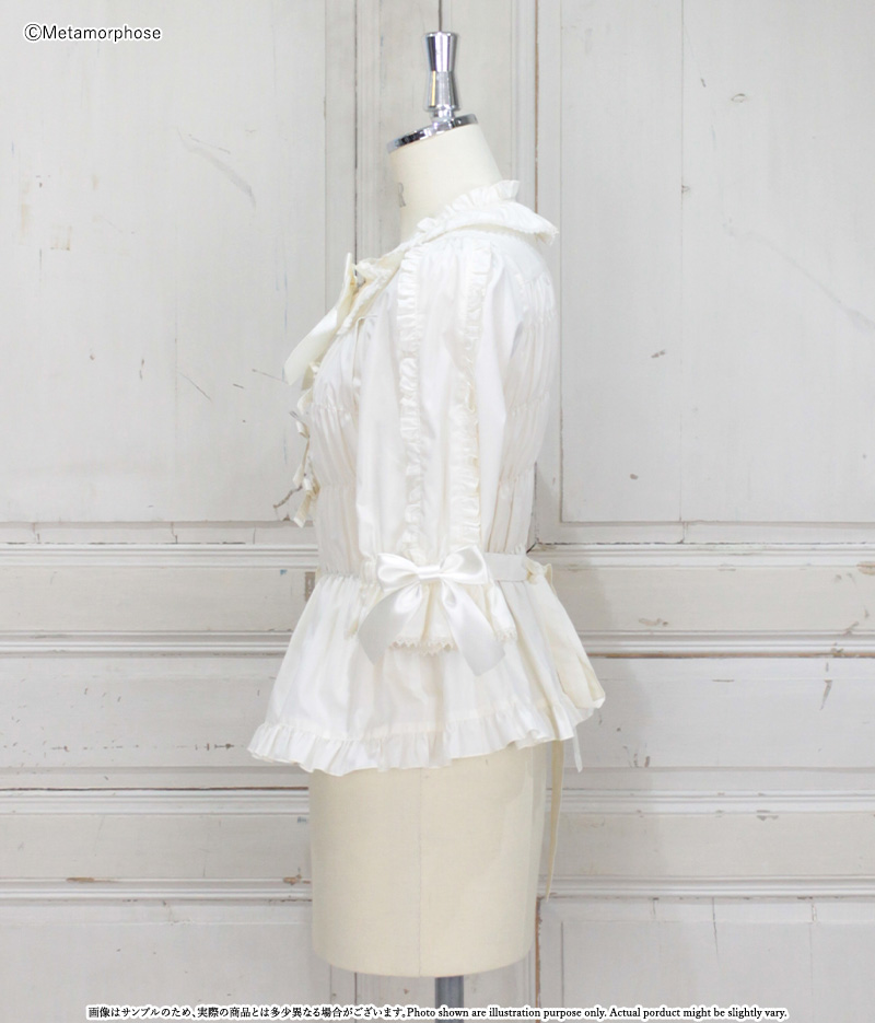 プラスサイズ】スクエアあきフリル五分袖ブラウス - ブラウス