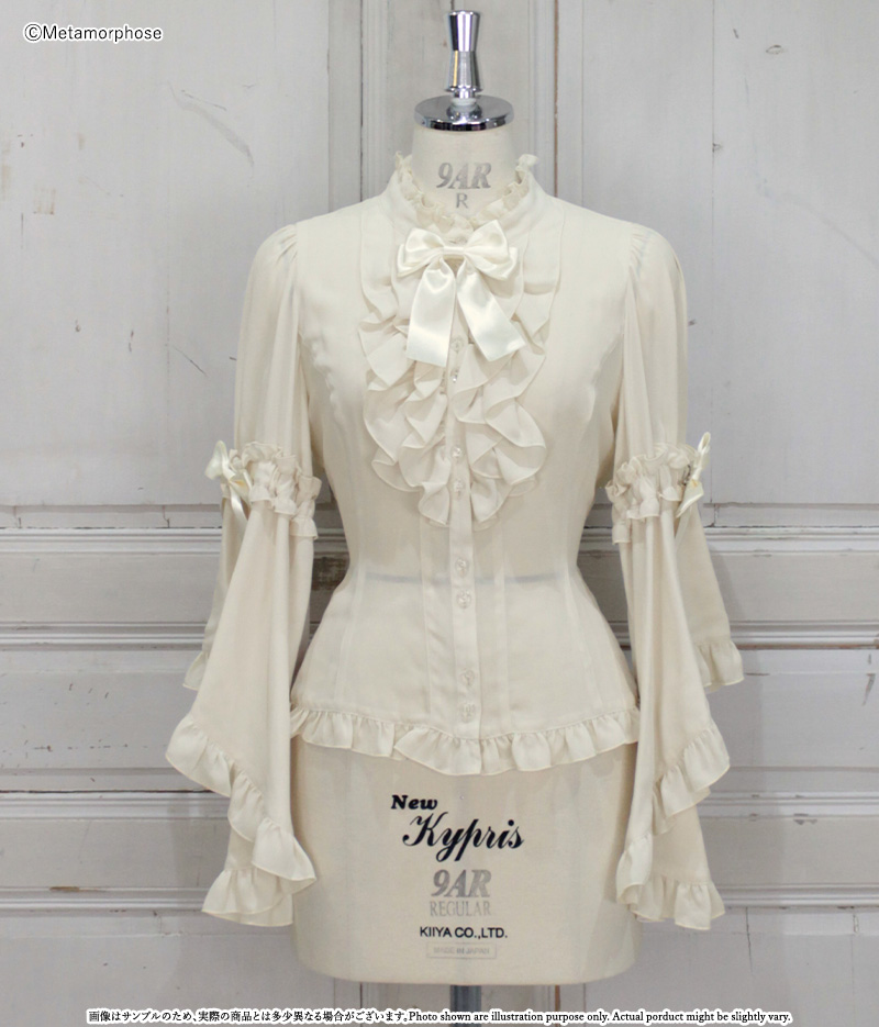 プラスサイズ】スタンドカラーロング姫袖ブラウス | metamorphose