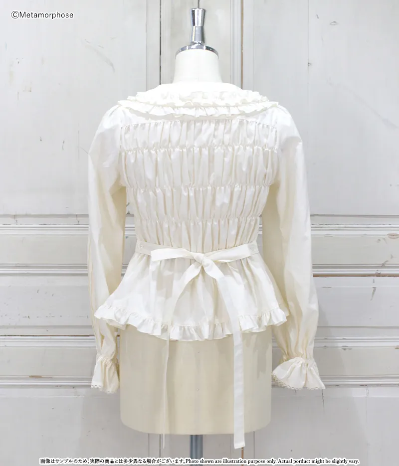 丸襟シャーリング長袖ブラウス | metamorphose temps de fille