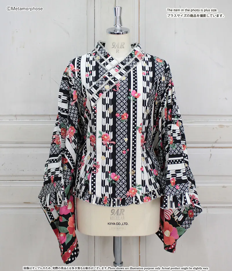 おとめの恋つばき 着物合わせ風ブラウス - ブラウス、カットソー