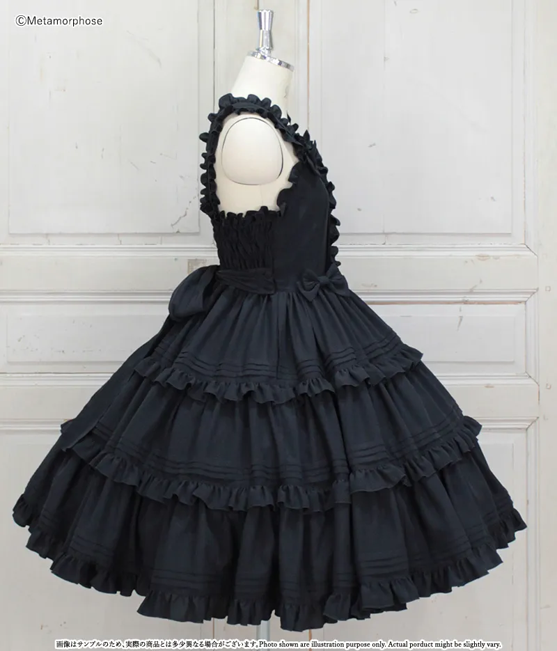 プラスサイズ】ピンタックティアードジャンパースカート