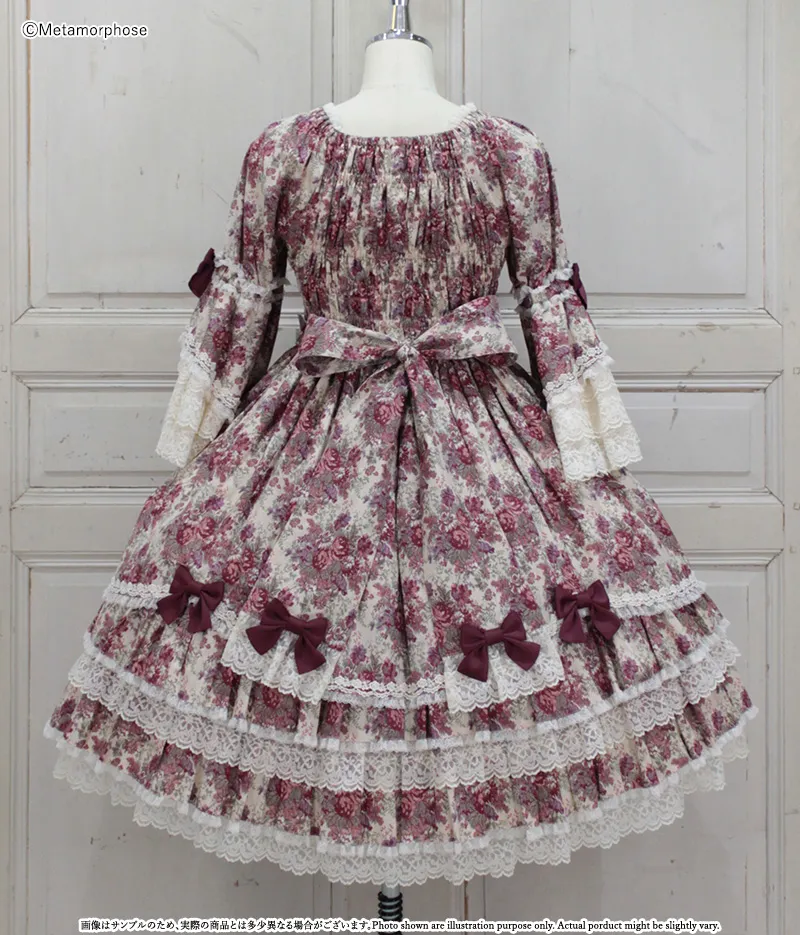ゴブランブーケ レースフリル姫袖ドレス - ワンピース、ジャンパー