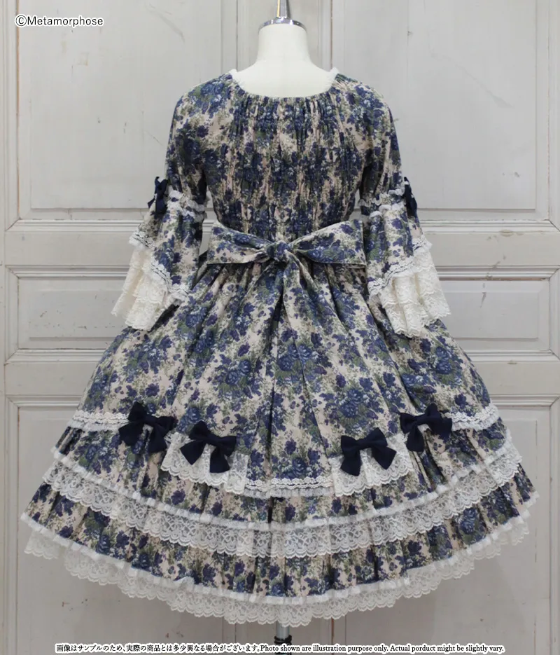 ゴブランブーケ レースフリル姫袖ドレス - ワンピース、ジャンパー