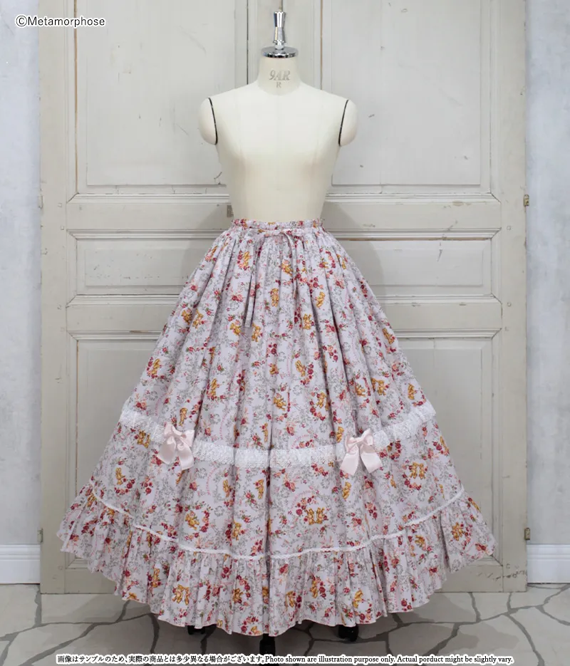 予約】ガーデニングくまちゃんレースロングスカート - スカート