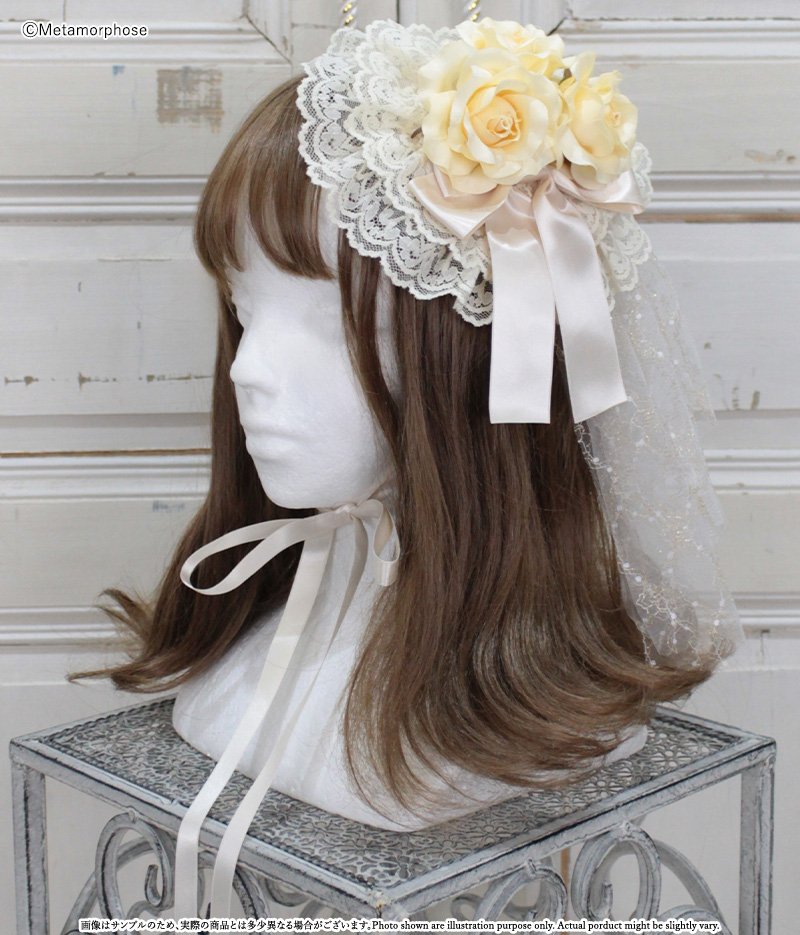 ローズリボン円形ヘッドドレス - ボンネット、ヘッドドレス