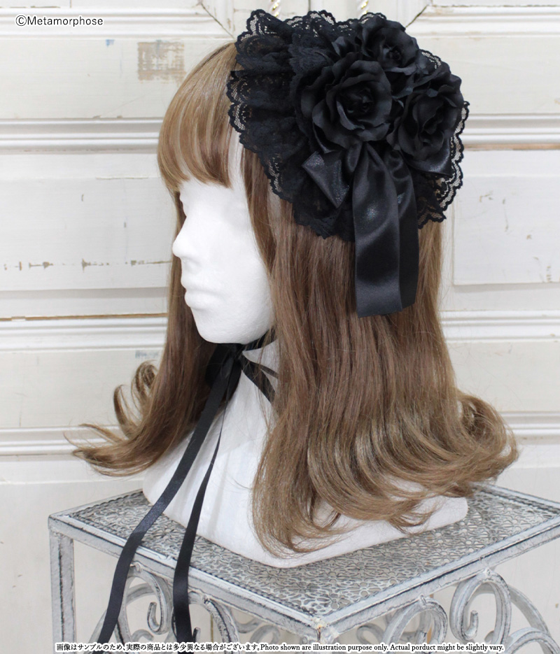 ローズリボン円形ヘッドドレス - ボンネット、ヘッドドレス