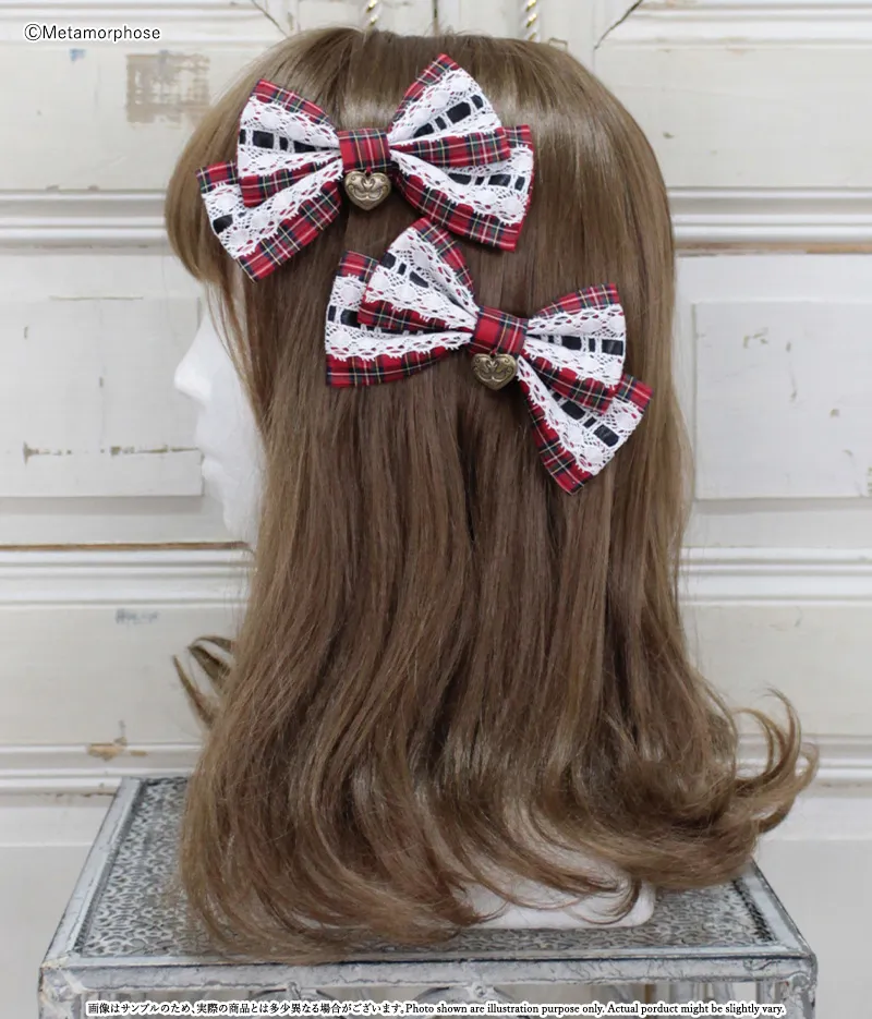 Dress up はしごレースリボンクリップ（2個1SET） - ボンネット