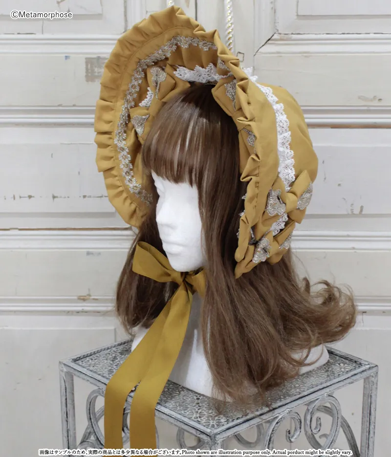 おとめのリボンたっぷりボンネット - ボンネット、ヘッドドレス