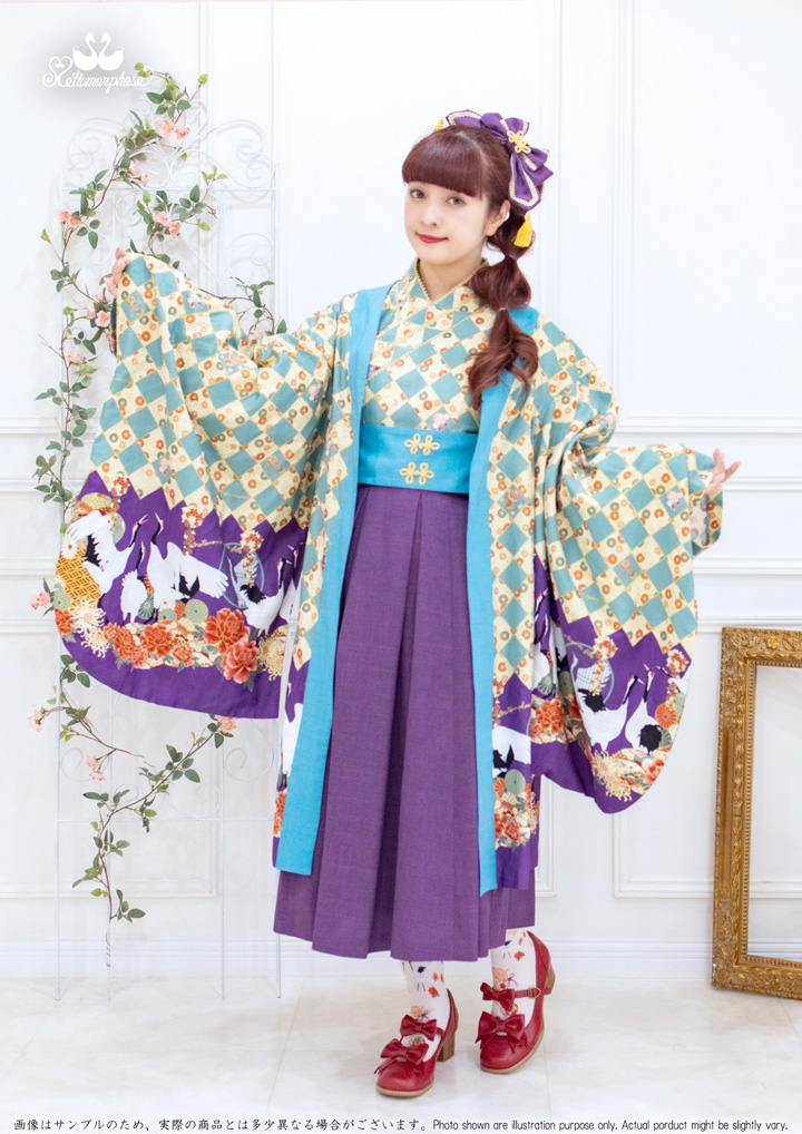 No.881 百花繚乱～まほろばの舞～着物風羽織り + 袴風タックロング