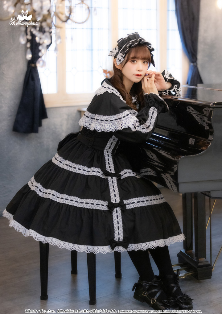 No.911 木漏れ日のトロイメライ ティアードジャンパースカート / 黒