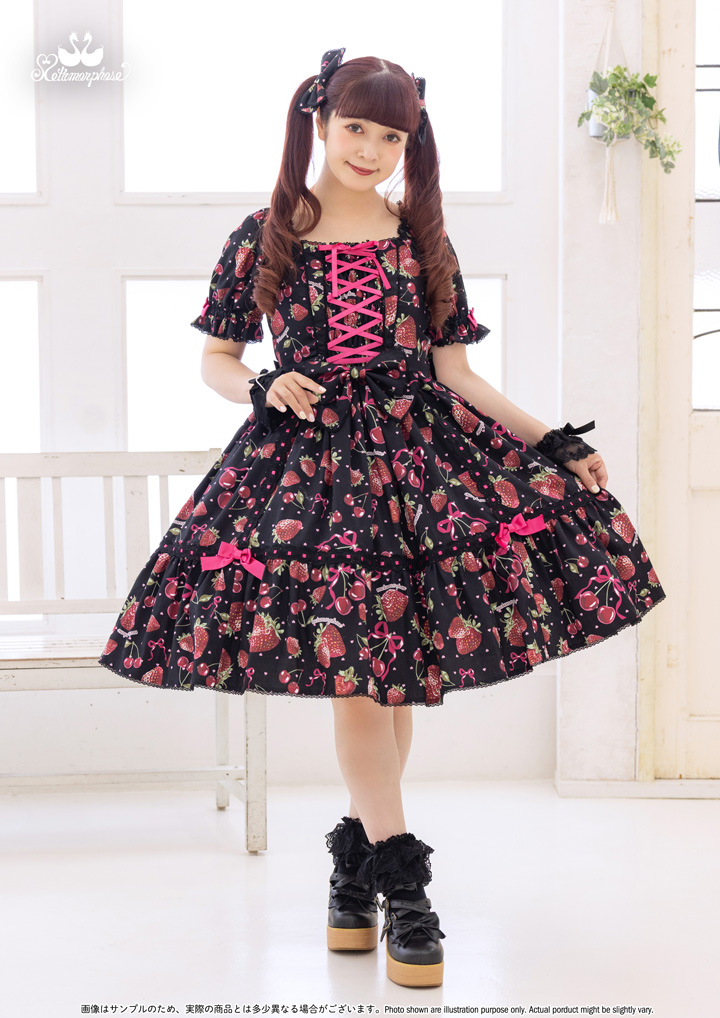 No.936 Lady Fruit 半袖ワンピース / 黒系(Black) | metamorphose