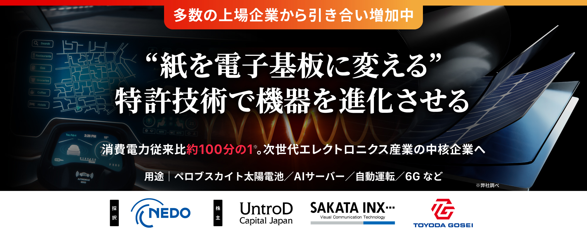 NEDO支援〉“紙を電子基板に変える”特許技術で機器が進化。多数の上場