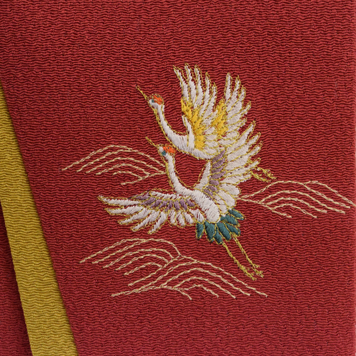 丹後ちりめん 刺繍のぞきふくさセット 二羽鶴×蓮 | 記念品名入れ工房