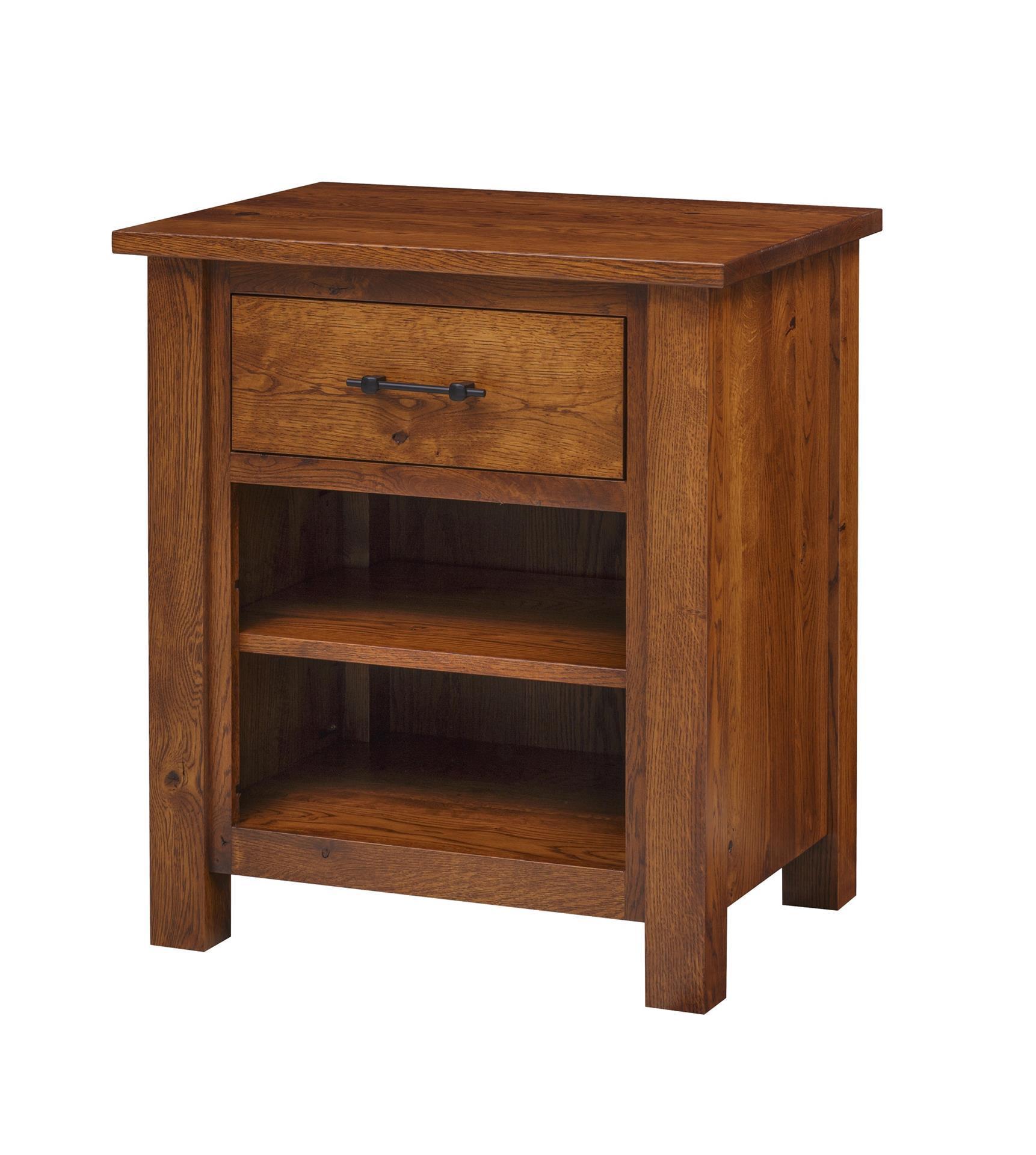 Pike Mission Solid Wood 1-Drawer Night Stand with Open Shelf with