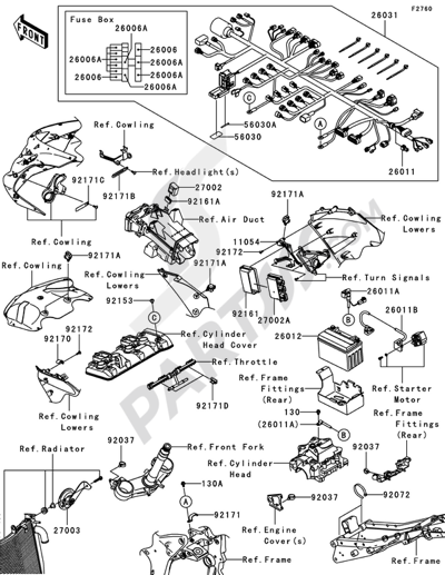 Kawasaki NINJA ZX-6R 2007. 分解図 純正部品をオンライン購入