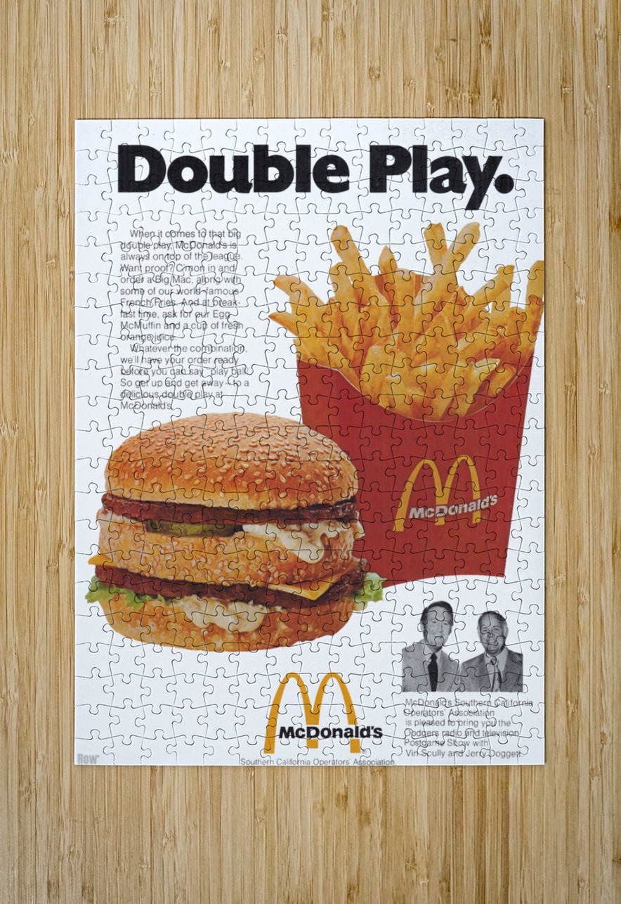 1974 McDonalds Baseball Double Play Ad by Row One Brand Wall Art