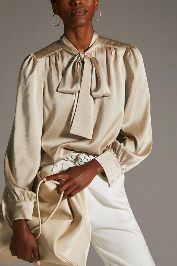 Satin Tie-Neck Blouse | Nuuly