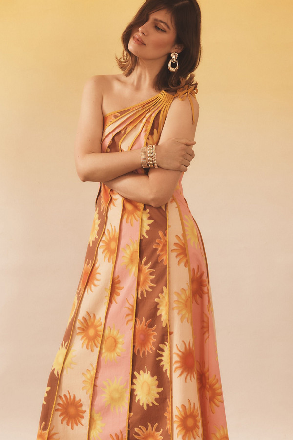 One-Shoulder Seamed A-Line Dress | Nuuly