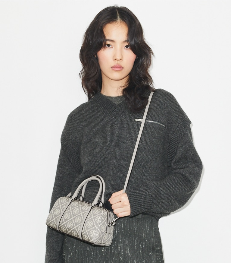 T Monogram Utility Mini Barrel Bag: Women's Designer Crossbody