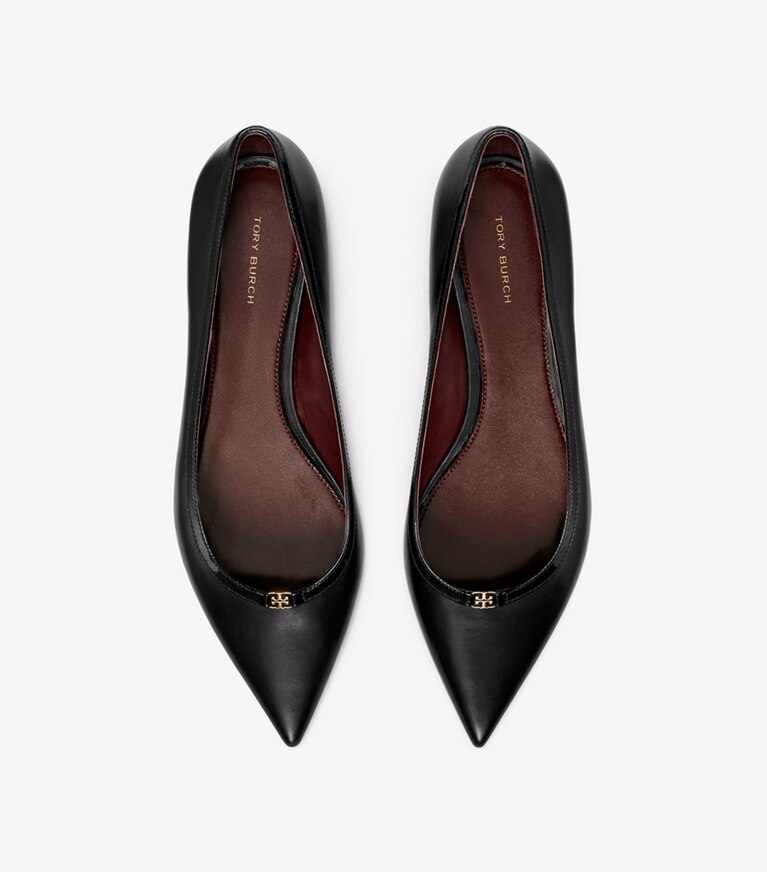 ダブルTバックル ポインテッドトゥ フラット: レディース フラット