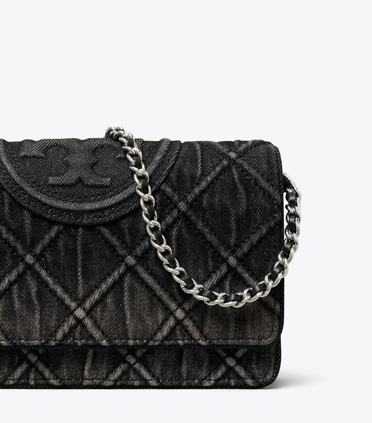 Fleming Denim Chain Wallet: Women's Designer Mini Bags | Tory Burch