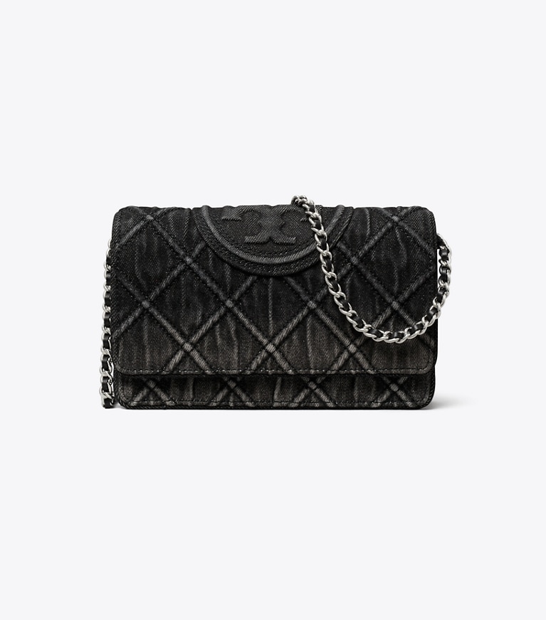 Fleming Denim Chain Wallet: Women's Designer Mini Bags | Tory Burch
